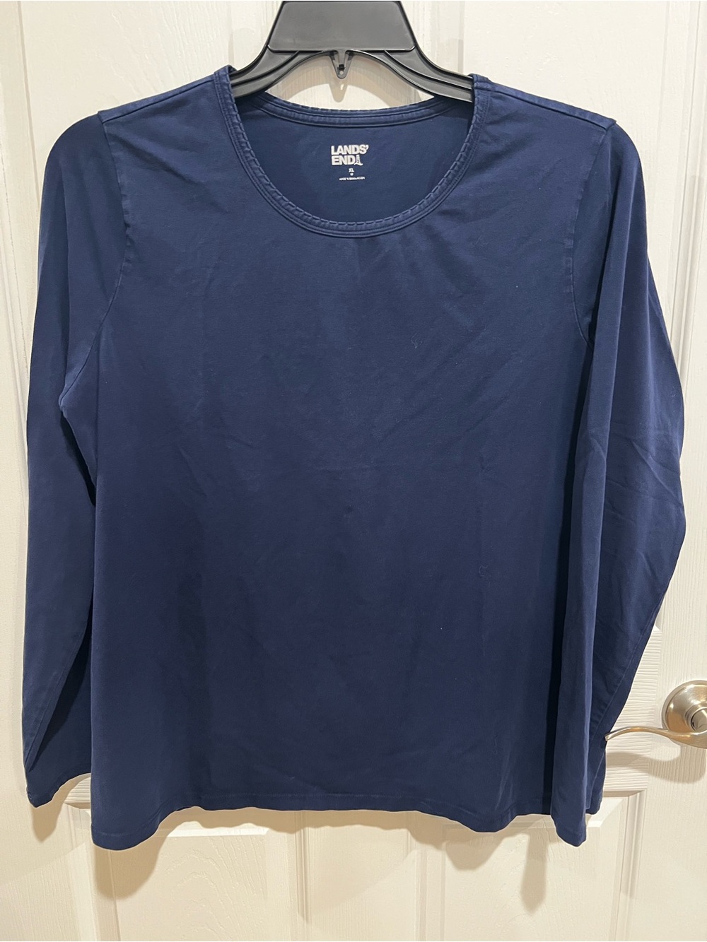 Lands' End Navy Long-Sleeve Crewneck Tee